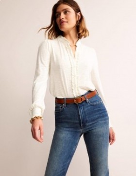 White Women's Boden Caroline Jersey Shirts