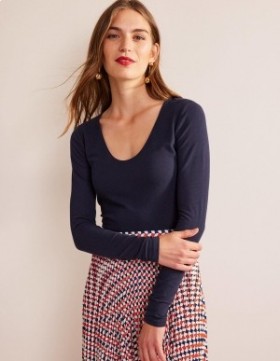 Navy Women's Boden Double Layer Scoop Neck Tops