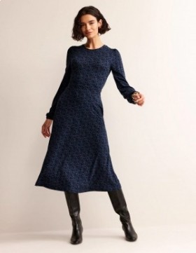 Navy Women's Boden Camille Jersey Midi Dress
