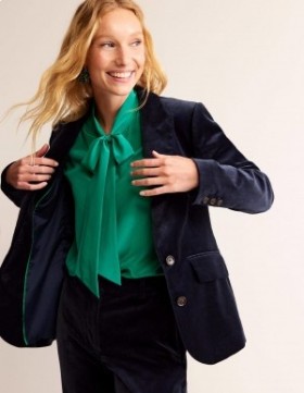 Navy Women's Boden Marylebone Velvet Blazer