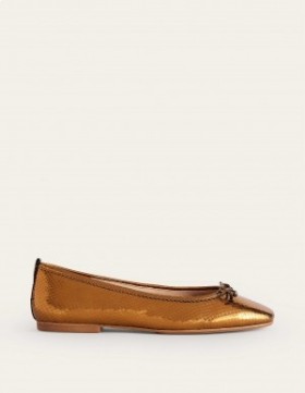 Brown Metal Snake Women's Boden Kitty Flexi Sole Ballet Flats