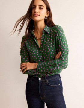 Green Women's Boden Sienna Silk Shirts