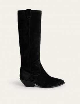 Black Women's Boden Western Suede Knee High Boots