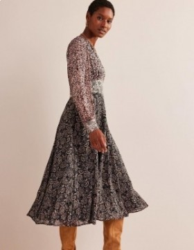 Black Women's Boden Imelda Remix Contrasting Dress