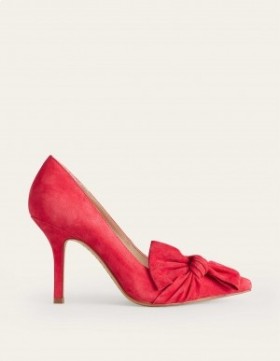 Red Women's Boden Suede-Bow Heeled Court Shoes