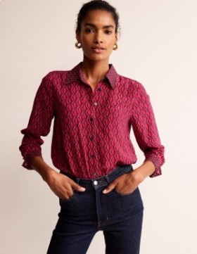 Pink Women's Boden Sienna Silk Shirts