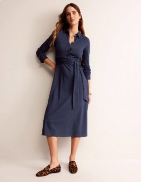 Navy Women's Boden Laura Jersey Midi Shirts Dress