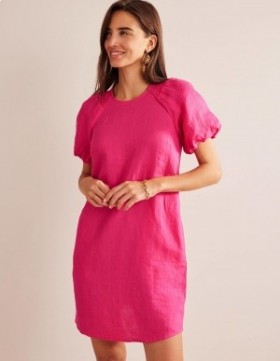 Pink Women's Boden Sleeve Detail Linen Mini Dress