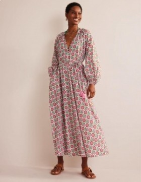 Flower Women's Boden Notch-Neck Cotton Maxi Dress