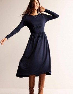 Navy Women's Boden Thea Long Sleeve Midi Dress