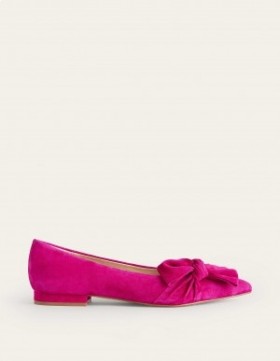 Purple Women's Boden Suede-Bow Ballet Flats