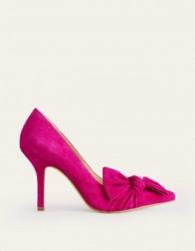 Purple Women's Boden Suede-Bow Heeled Court Shoes