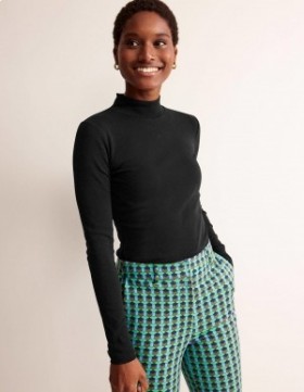 Black Women's Boden Essential High Neck Jersey Tops