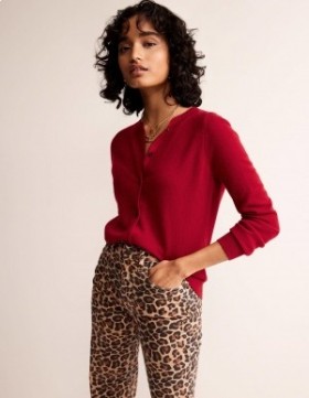 Red Women's Boden Eva Cashmere Crew Cardigan