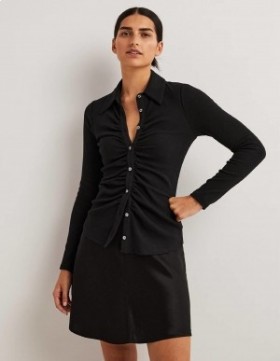 Black Women's Boden Ruched Front Jersey Shirts