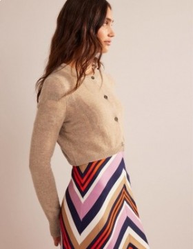 Brown Women's Boden Cropped Cashmere Crew Cardigan