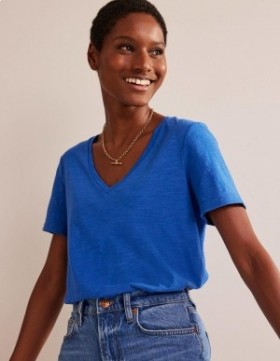 Blue Women's Boden Regular V-neck Slub T shirts