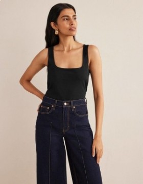Black Women's Boden Double Layer Square Neck Vest