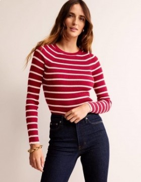 Red / Pink Stripes Women's Boden Effie Sparkle Stripe Sweater
