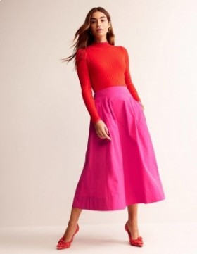Pink Women's Boden Taffeta Pull-on Midi Skirts