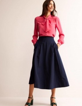 Navy Women's Boden Isabella Cotton Sateen Skirts