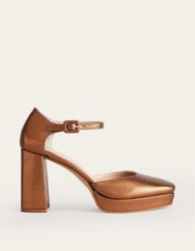 Brown Metal Snake Women's Boden Closed-Toe Heels