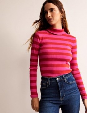 Light Red / Pink Women's Boden Anna Rib Roll Neck Tops