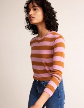 Pink / Brown Women's Boden Tamsin Long Sleeve Tops