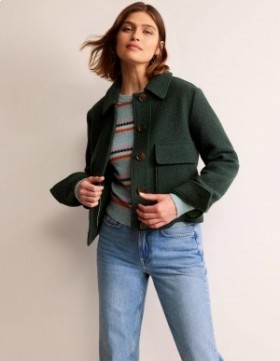 Green Women's Boden Collared Textured Wool Jacket