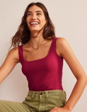 Red Women's Boden Double Layer Square Neck T shirts