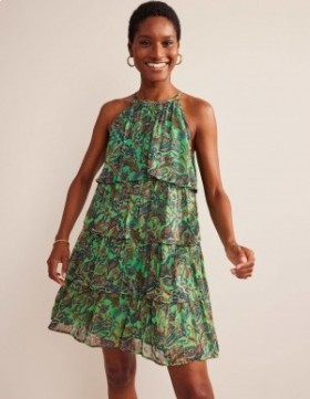 Green Women's Boden Tiered Halterneck Dress