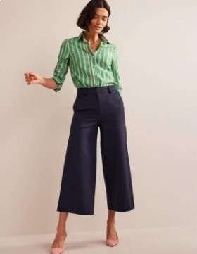 Navy Women's Boden Wide-Leg Ponte Culottes Pants