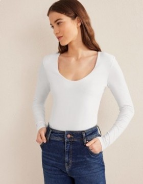 White Women's Boden Double Layer Scoop Neck Tops