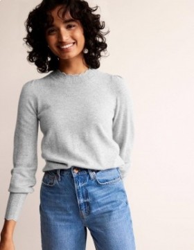 Grey Women's Boden Scallop Trim Cashmere Sweater