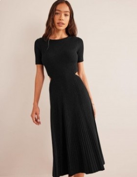 Black Women's Boden Cut Out Knitted Midi Dress
