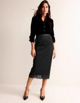 Black Women's Boden Lace Midi Skirts