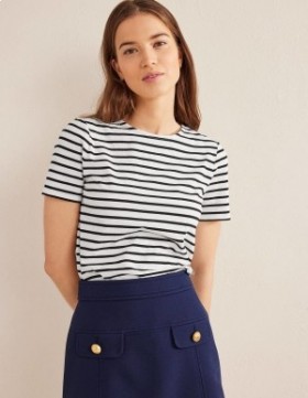 White / Black Women's Boden Bea Short Sleeve Breton T shirts