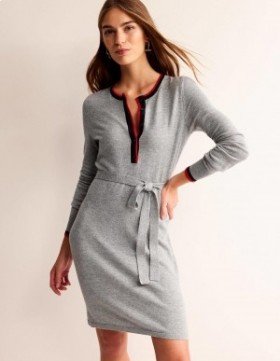 Grey Women's Boden Gemma Henley Knitted Dress