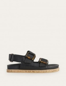 Black Women's Boden Chunky Flat Buckled Sandals