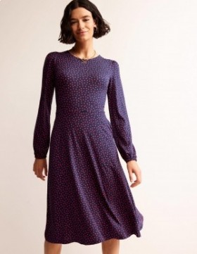 Navy Women's Boden Camille Jersey Midi Dress