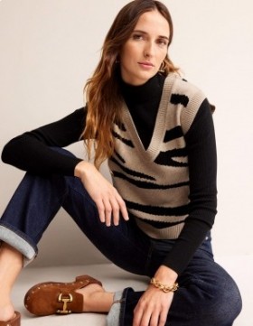 Black Women's Boden Zebra Tank Cardigan