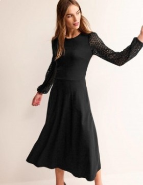 Black Women's Boden Sleeve Detail Midi Dress