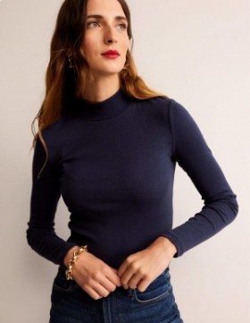 Navy Women's Boden Essential High Neck Jersey Tops