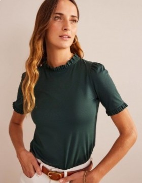 Green Women's Boden Supersoft Frill Detail T shirts
