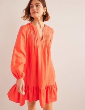 Orange Women's Boden Tiered Linen Mini Dress
