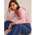White / Red Women's Boden Cotton V-Neck Long Sleeve Tops
