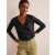 Black Women's Boden Cotton V-Neck Long Sleeve Tops