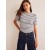 White / Navy Women's Boden Supersoft Frill Detail T shirts