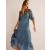 Blue Women's Boden Tie-Neck Tiered Maxi Dress