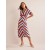 Multicolor Stripes Women's Boden V-Neck Satin Midi Dress